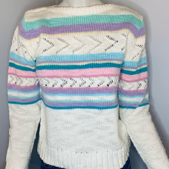 Skiva Sweaters - Vintage 80’s Ski Sweater w/Pastel Stripes